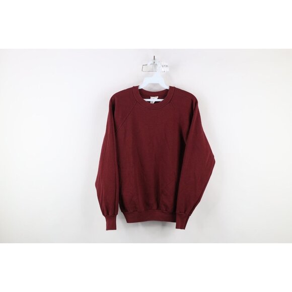 Vtg 60s 70s Healthknit Mens Large Blank Raglan Crewneck Sweatshirt Burgundy USA